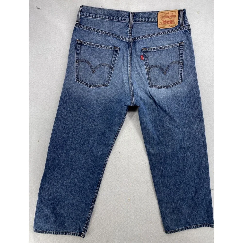 Levi’s 569 Loose Straight Jeans Men W34 L30 Blue Denim Distressed Skate Street